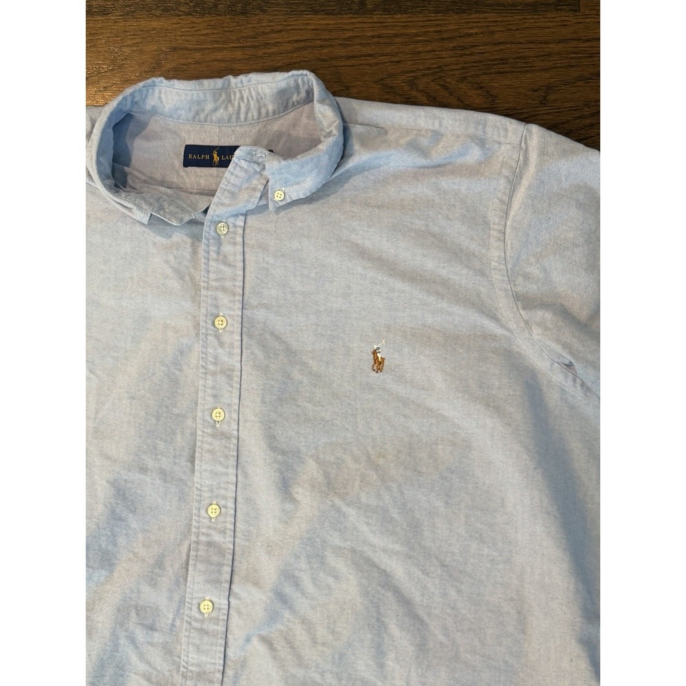 Ralph Lauren Classic Fit Button Down Shirt 2XB Big Blue Long Sleeve Pony Logo